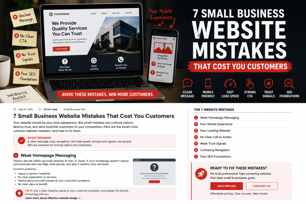 7 small business website mistakes