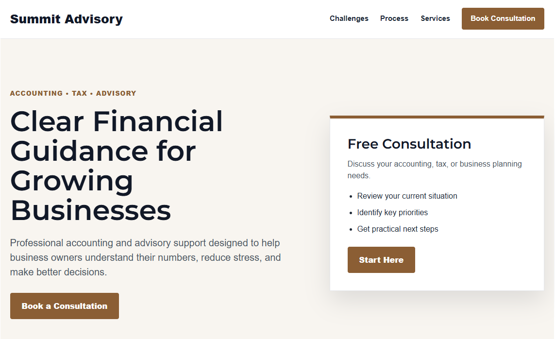 Contractor website example